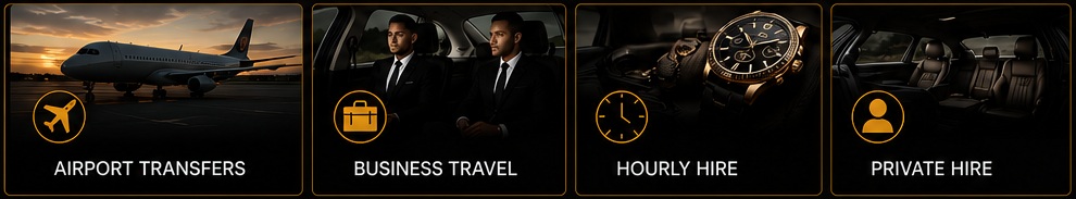 Airport transfers, business travel, hourly hire and private hire services